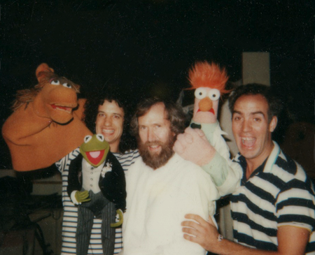 With Jim Henson and Richard Hunt on the set of "Muppets Take Manhattan."